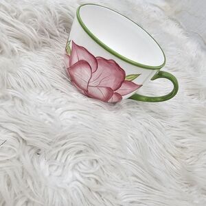 Givenchy Hand Painted Oversized Floral Mug Beautiful! Jumbo Coffee Cup Handle Te